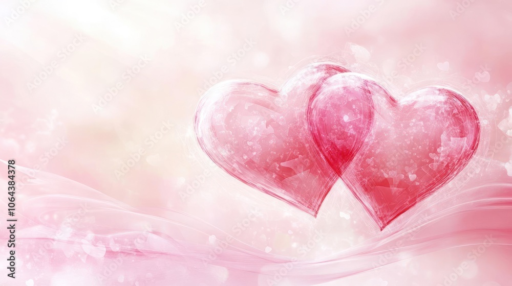 Fototapeta premium A romantic background image with hearts and floral elements.