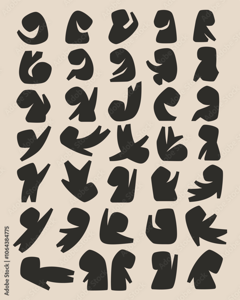 Collection of black silhouette icons depicting various emotions and movements Collection of black silhouette icons depicting various emotions and movements
