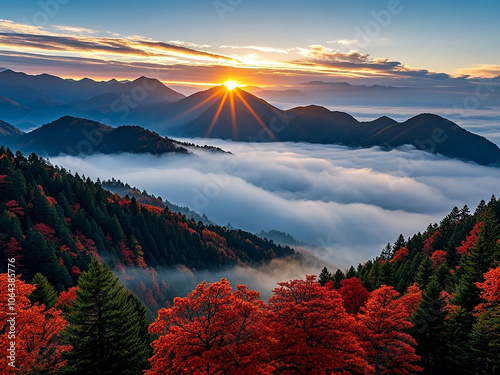 Late autumn scenery in Shennongjia, Hubei Province, China photo