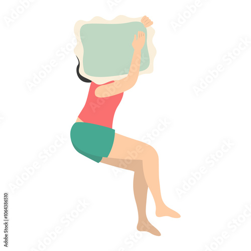Woman Sleeping Position Illustration. Vector Character in Flat Cartoon Style.