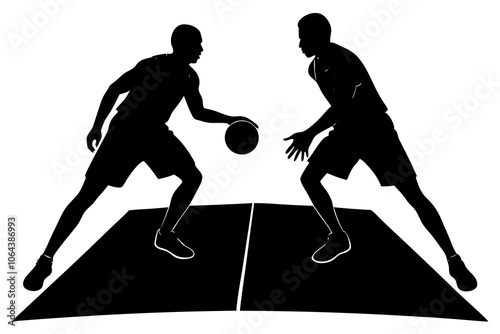 Basketball player silhouette on white background.