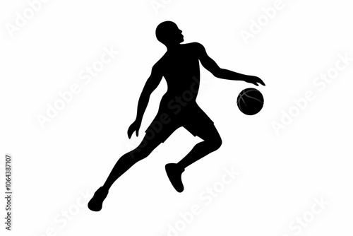 Basketball player silhouette on white background.