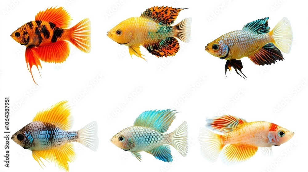 Colorful Variety of Goldfish in Bright Display Colorful Variety of Goldfish in Bright Display