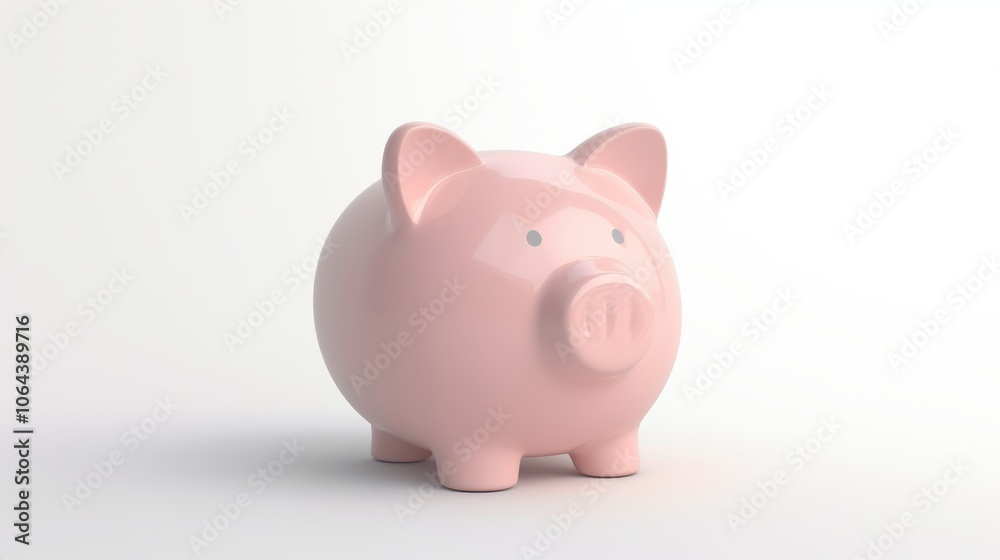 A pink piggy bank sits on a white background. Generative AI A pink piggy bank sits on a white background. Generative AI