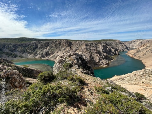 Pariževačka glavica viewpoint and Zrmanja river canyon from Obrovac to the mouth of the sea (Jasenice, Croatia) - Aussichtspunkt Parizevacka glavica und Schlucht des Flusses Zrmanja von Obrovac