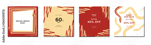 Chinese New Year 2025 abstract square art templates with snake elements 7