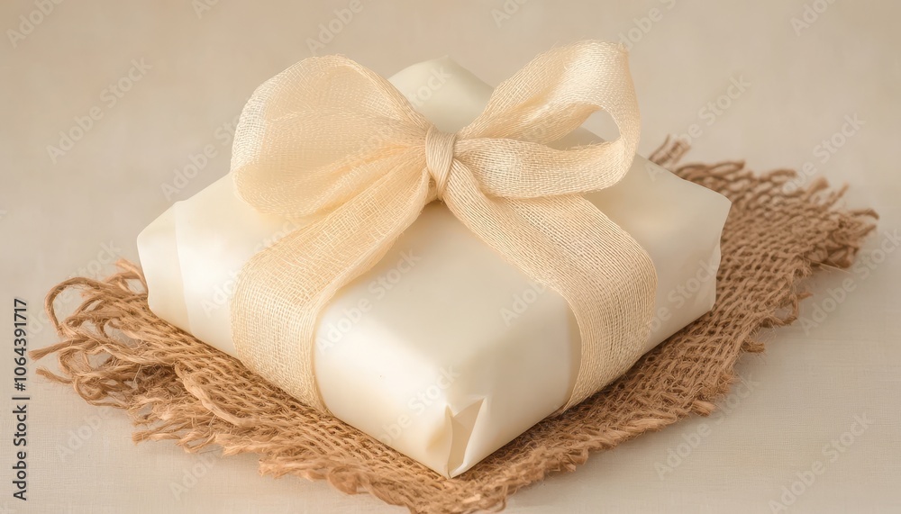 Elegant Gift Wrapped with a Delicate Bow. Elegant Gift Wrapped with a Delicate Bow.