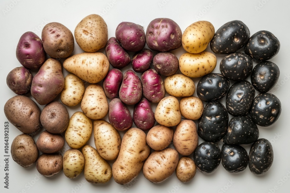 A Crisp White Background Highlights Potato Diversity A Crisp White Background Highlights Potato Diversity