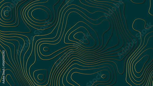 Fototapeta Naklejka Na Ścianę i Meble -  Luxury green abstract paper cut background with geometry gold lines, Abstract paper cut art background design for website template.