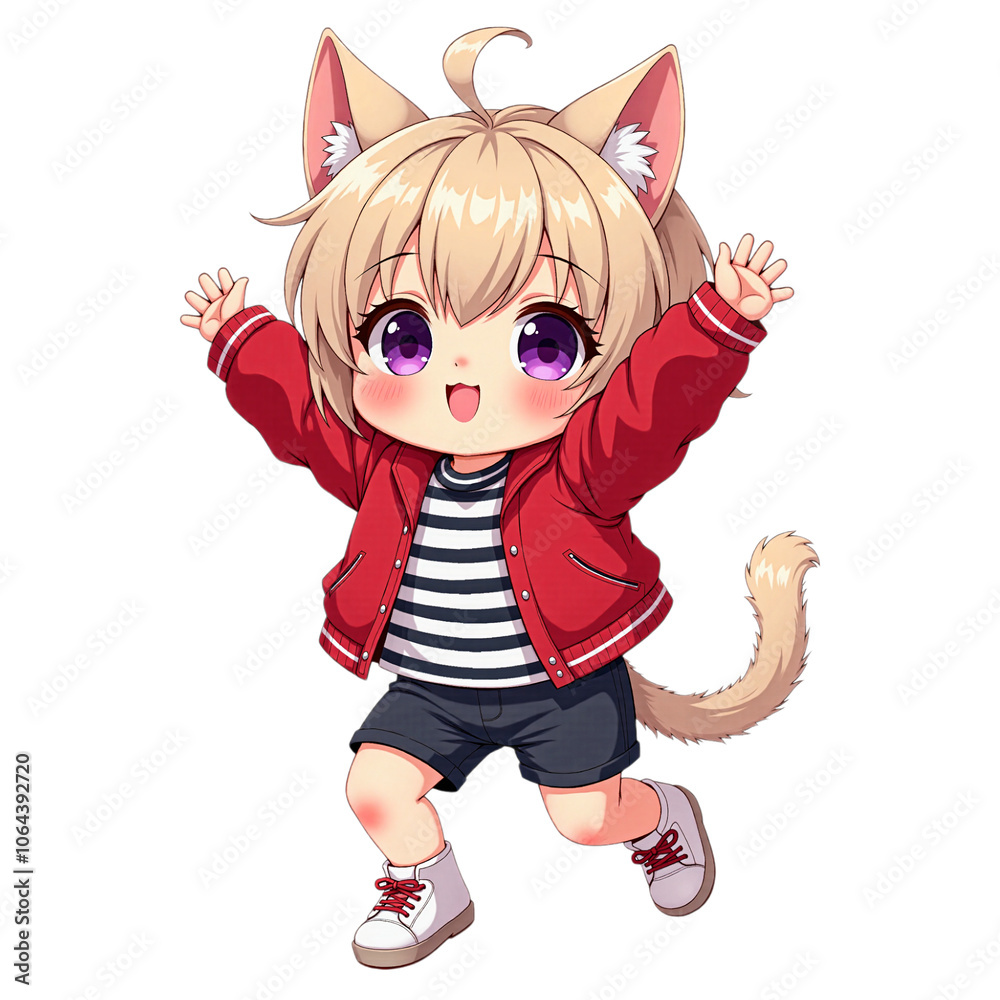 Happy Chibi Cat Boy with Blonde Hair and Red Jacket
Happy Chibi Cat Boy with Blonde Hair and Red Jacket