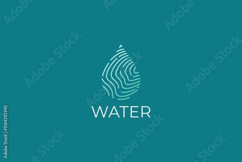 Unique Water Drop Fingerprint Logo Concept for Hydration Pure Fresh