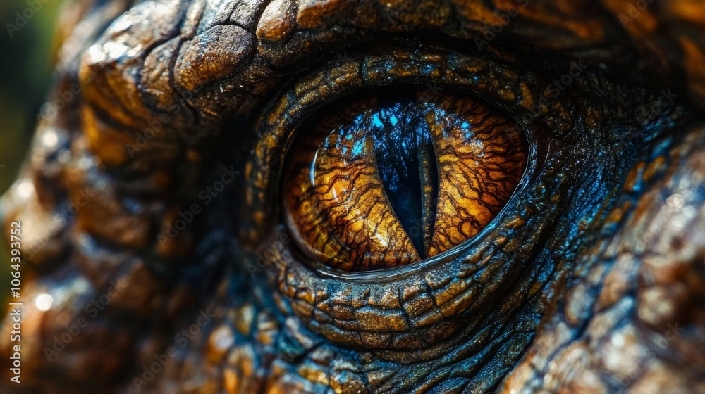 Captivating reptilian texture and fierce gaze of a prehistoric creature. Captivating reptilian texture and fierce gaze of a prehistoric creature.