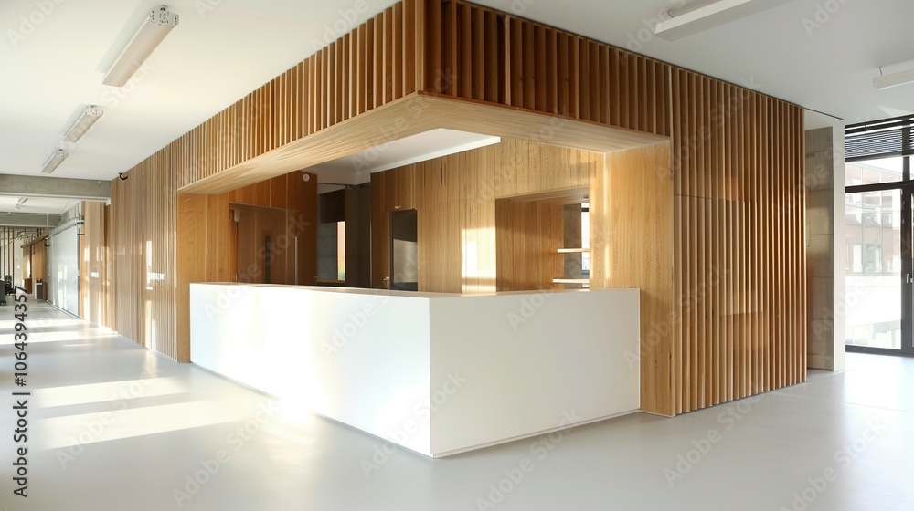 Natural Elegance: Open Space Office Interior Blending Wood Features with White Walls Natural Elegance: Open Space Office Interior Blending Wood Features with White Walls