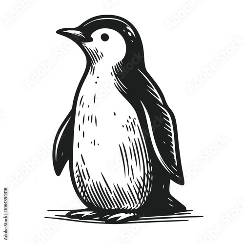 Penguin sketch drawing vector