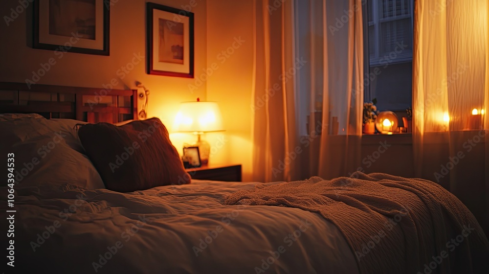 Cozy Evening Atmosphere in a Bedroom Cozy Evening Atmosphere in a Bedroom