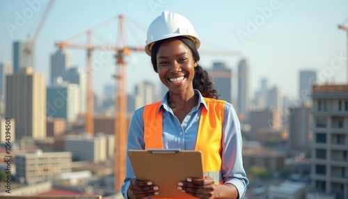 Construction Engineer in Full PPE Standing and Observing a Construction Site, Showcasing Safety, Professionalism, and Engineering Expertise