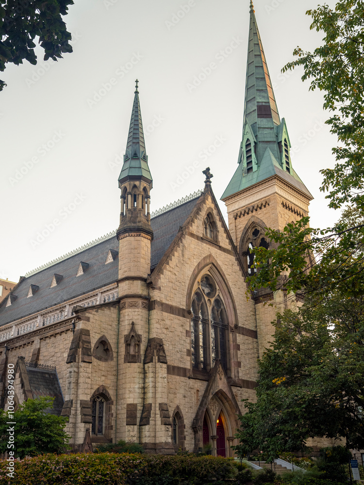 View of a picturesque church in downtown dc View of a picturesque church in downtown dc