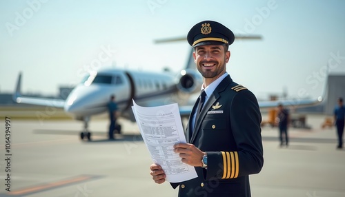 Portrait of a Pilot in Professional Uniform, Showcasing Confidence, Expertise, and the Spirit of Aviation