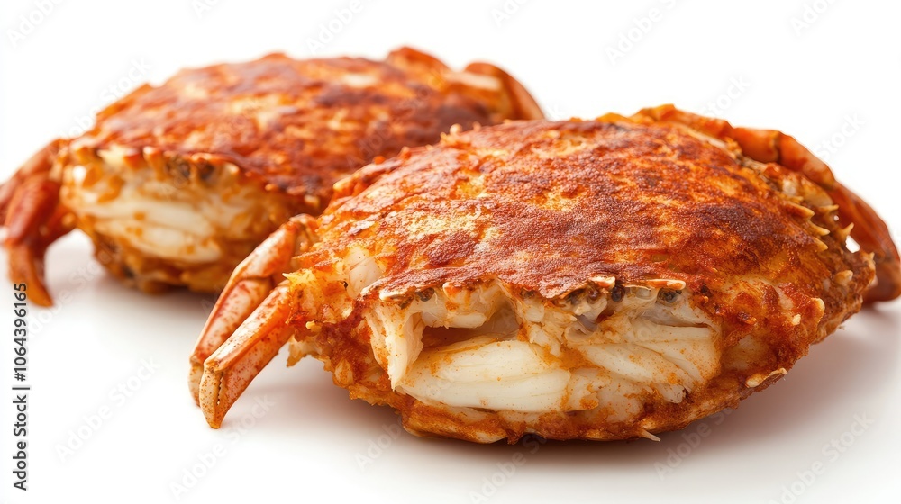 Delicious Fried Crab Cakes on White Background Delicious Fried Crab Cakes on White Background