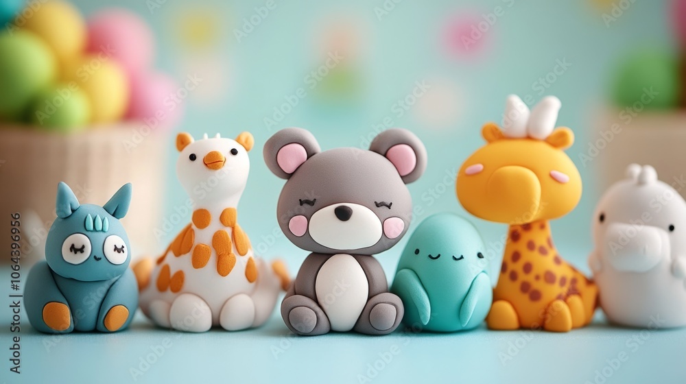 Colorful animal figurines, playful and cute Colorful animal figurines, playful and cute