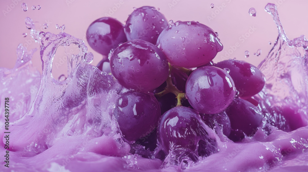 Fresh purple grape and water splash shot poster Fresh purple grape and water splash shot poster