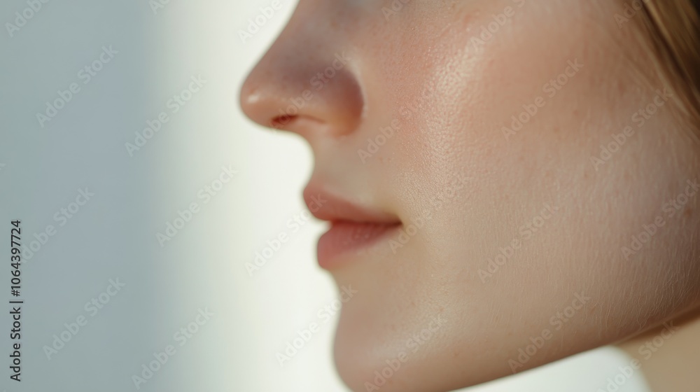 artistic profile shot, flawless skin texture, warm undertones, wispy hair strands, neutral light, contemporary portrait photography, focus on facial contours artistic profile shot, flawless skin texture, warm undertones, wispy hair strands, neutral light, contemporary portrait photography, focus on facial contours