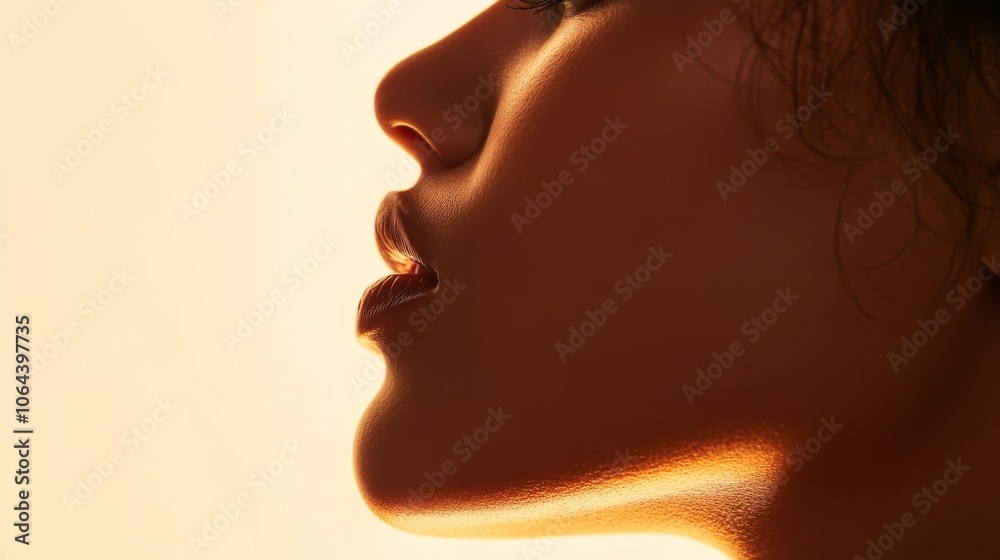 artistic profile shot, flawless skin texture, warm undertones, wispy hair strands, neutral light, contemporary portrait photography, focus on facial contours artistic profile shot, flawless skin texture, warm undertones, wispy hair strands, neutral light, contemporary portrait photography, focus on facial contours