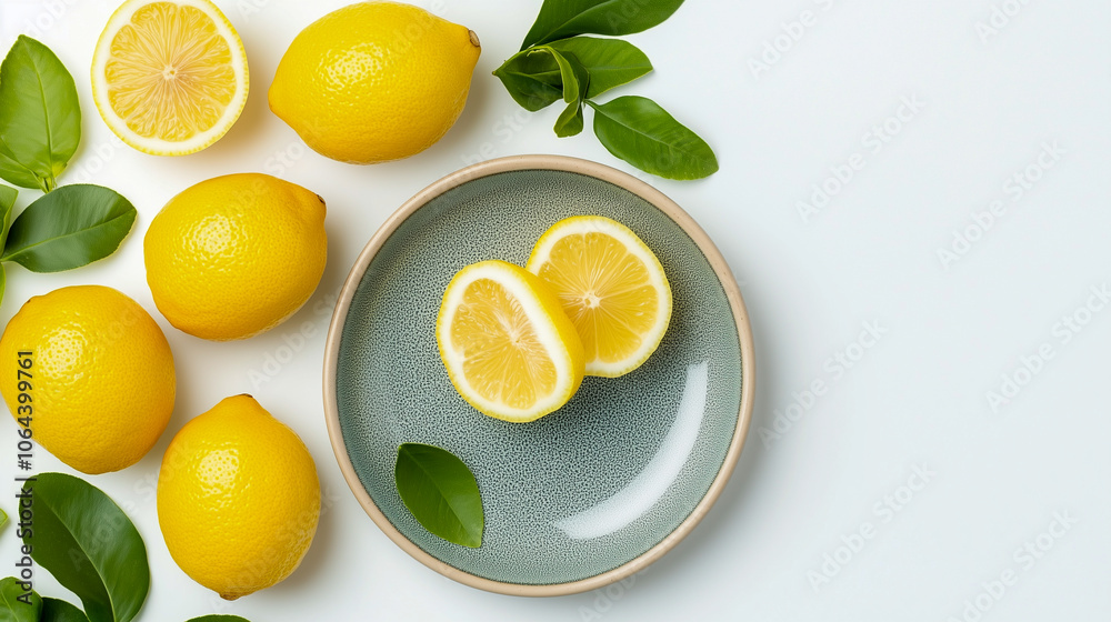 Arrangement of Ginger and Lemon on Plate Arrangement of Ginger and Lemon on Plate