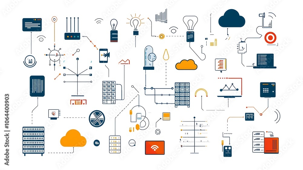 Set of Minimal Line Icons Representing Web Hosting Cloud Computing and Data Exchange Services with Server Symbols on a White Background Set of Minimal Line Icons Representing Web Hosting Cloud Computing and Data Exchange Services with Server Symbols on a White Background