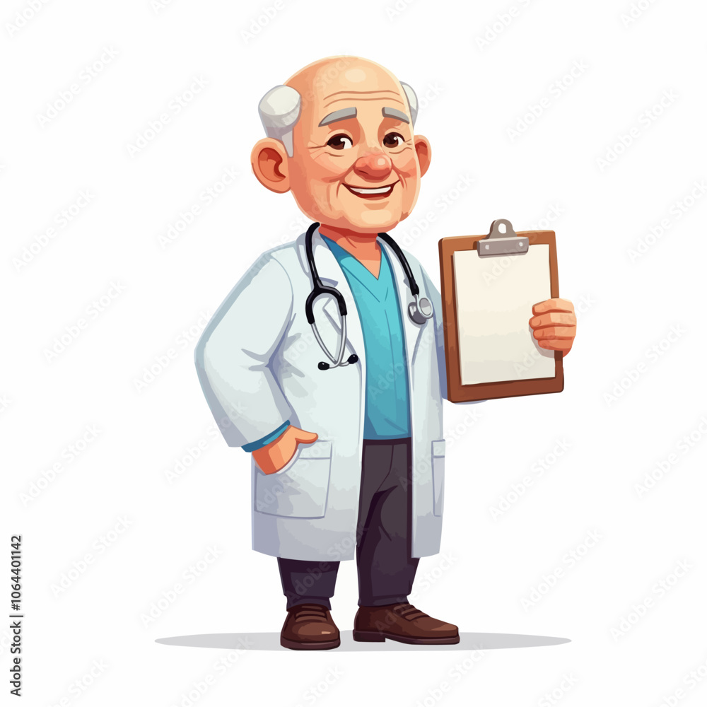 Vector illustration of a friendly cartoon doctor