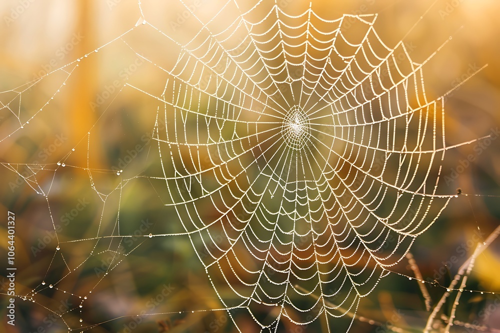 Fototapeta premium spider web with dew drops