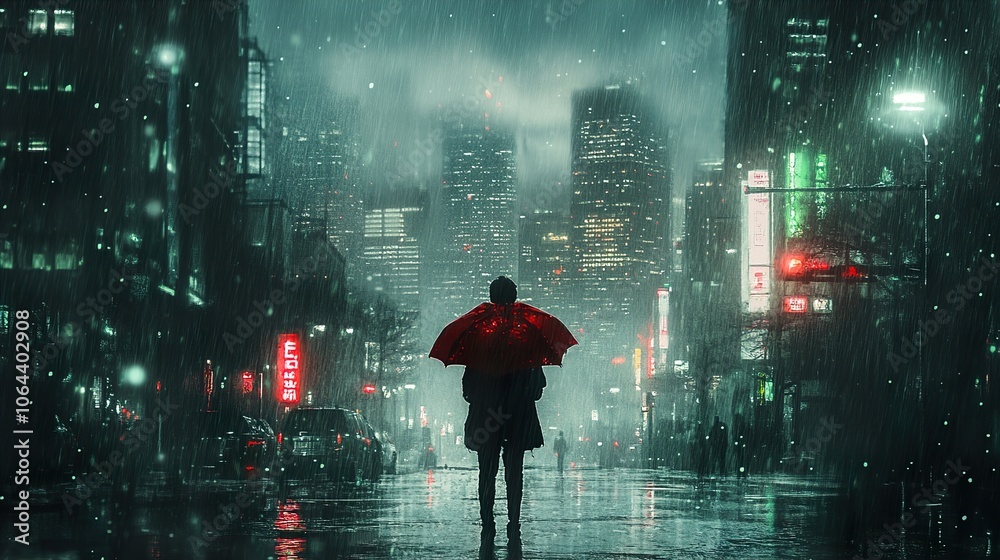 Rainy Night in the City - A Gloomy Urban Landscape Rainy Night in the City - A Gloomy Urban Landscape