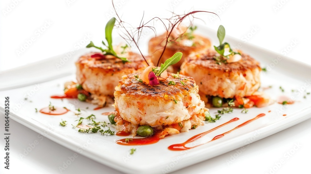 Delicious Gourmet Seafood Dish on Elegant Plate Delicious Gourmet Seafood Dish on Elegant Plate