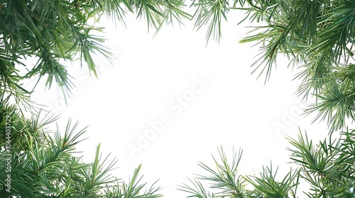 Lush Green Foliage Framing a White Background