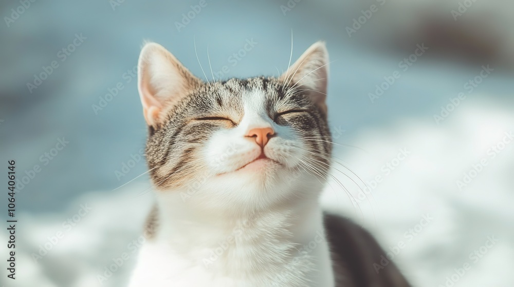 Happy cat with a joyful expression, sitting on a white background, exuding a cheerful and playful vibe, perfect for animal lovers and cat enthusiasts. Happy cat with a joyful expression, sitting on a white background, exuding a cheerful and playful vibe, perfect for animal lovers and cat enthusiasts.