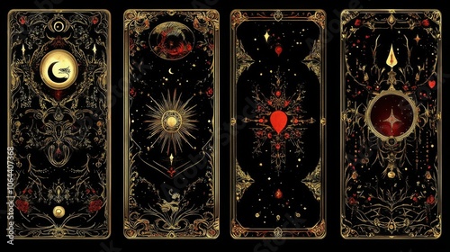 Modern editable Minor Arcana Tarot illustration with occult symbols. Cups represent emotions and love. Alchemy symbols included.