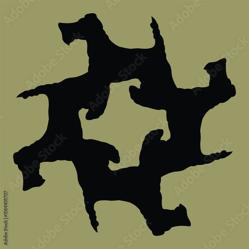 vector design for ceramic or tile motifs with dog motifs in soft colors