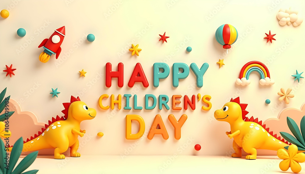 Fototapeta premium happy children day colorful background