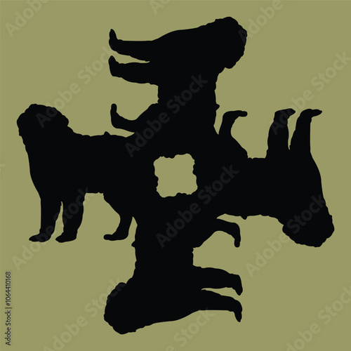 vector design for ceramic or tile motifs with dog motifs in soft colors