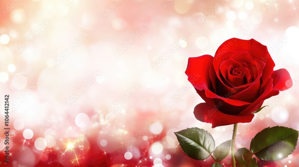 Stunning Red Rose on Dreamy Bokeh Background Stunning Red Rose on Dreamy Bokeh Background
