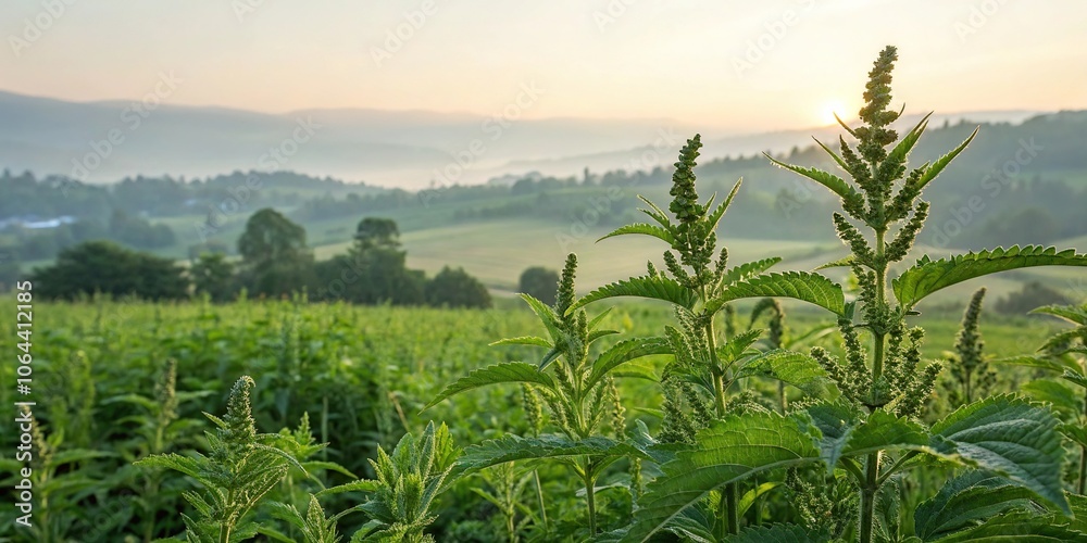 A field of lush green plants with intricate details and textures in the foreground against a soft gradient background, landscape, nature, greenery, outdoor setting, natural A field of lush green plants with intricate details and textures in the foreground against a soft gradient background, landscape, nature, greenery, outdoor setting, natural