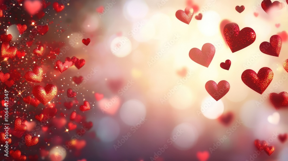 Dreamy Abstract Red Hearts with Soft Background Lights Dreamy Abstract Red Hearts with Soft Background Lights