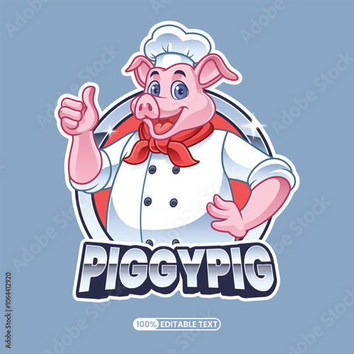 pig chef cartoon mascot logo