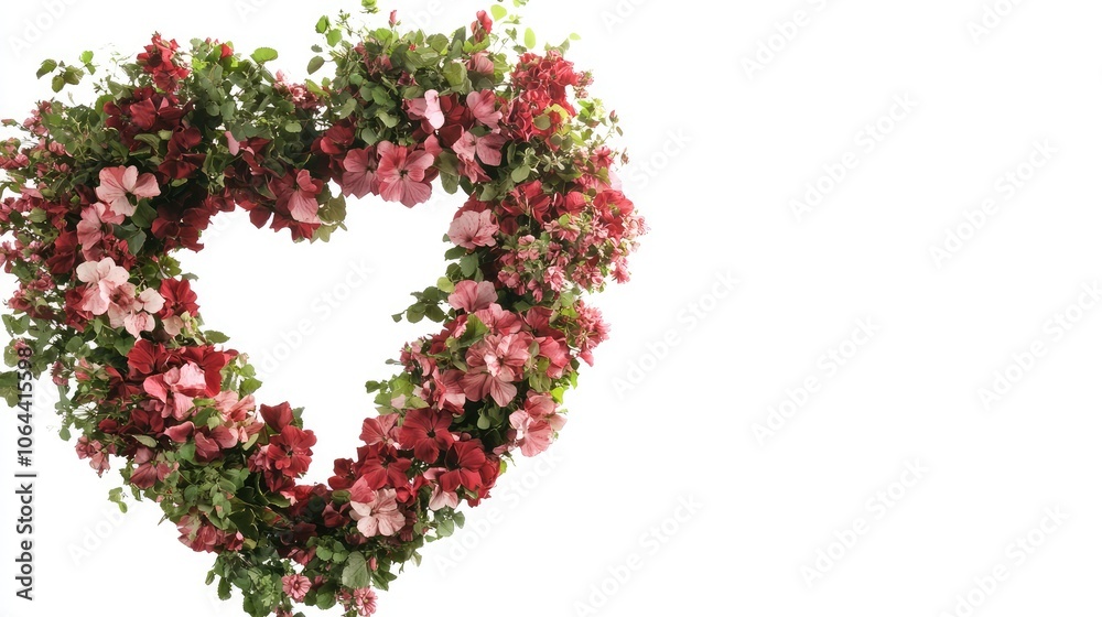 Floral Heart Shape Wreath with Pink and Red Blooms Floral Heart Shape Wreath with Pink and Red Blooms
