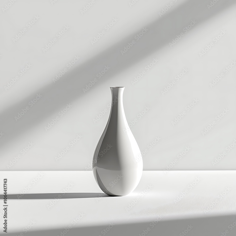 A sleek, modern white vase stands on a minimalist surface, illuminated by soft shadows, emphasizing its elegant shape and smooth finish. A sleek, modern white vase stands on a minimalist surface, illuminated by soft shadows, emphasizing its elegant shape and smooth finish.