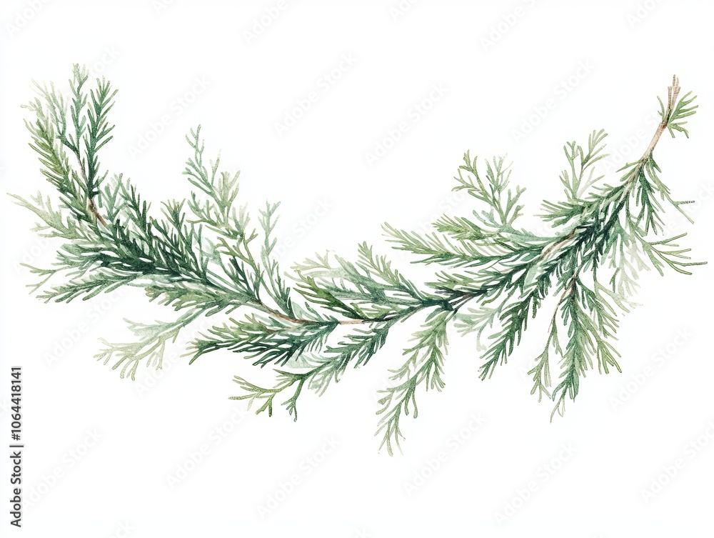 cozy watercolor style cedar garland with lush green foliage, perfect for seasonal decor and adding natural touch to any space cozy watercolor style cedar garland with lush green foliage, perfect for seasonal decor and adding natural touch to any space