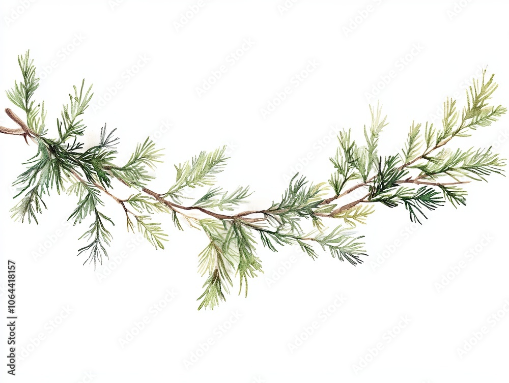 cozy watercolor style cedar garland with lush green foliage, perfect for seasonal decor and adding natural touch to any space cozy watercolor style cedar garland with lush green foliage, perfect for seasonal decor and adding natural touch to any space
