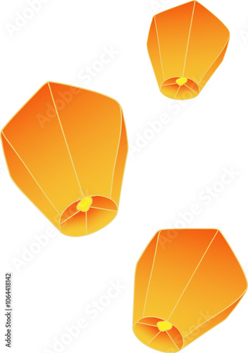 Chinese traditional sky lantern illustration