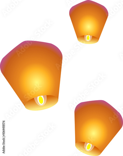 Chinese traditional sky lantern illustration