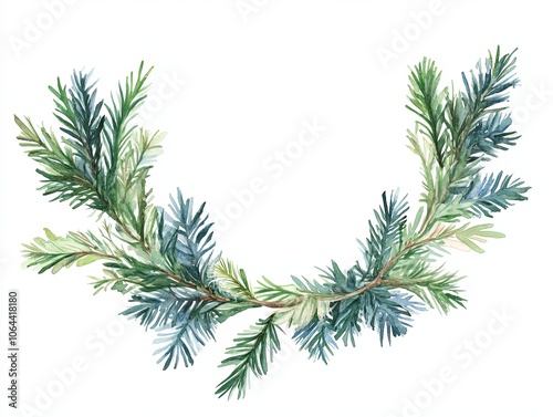 cozy watercolor style cedar garland featuring lush green foliage, perfect for seasonal decor and adding natural touch to any space